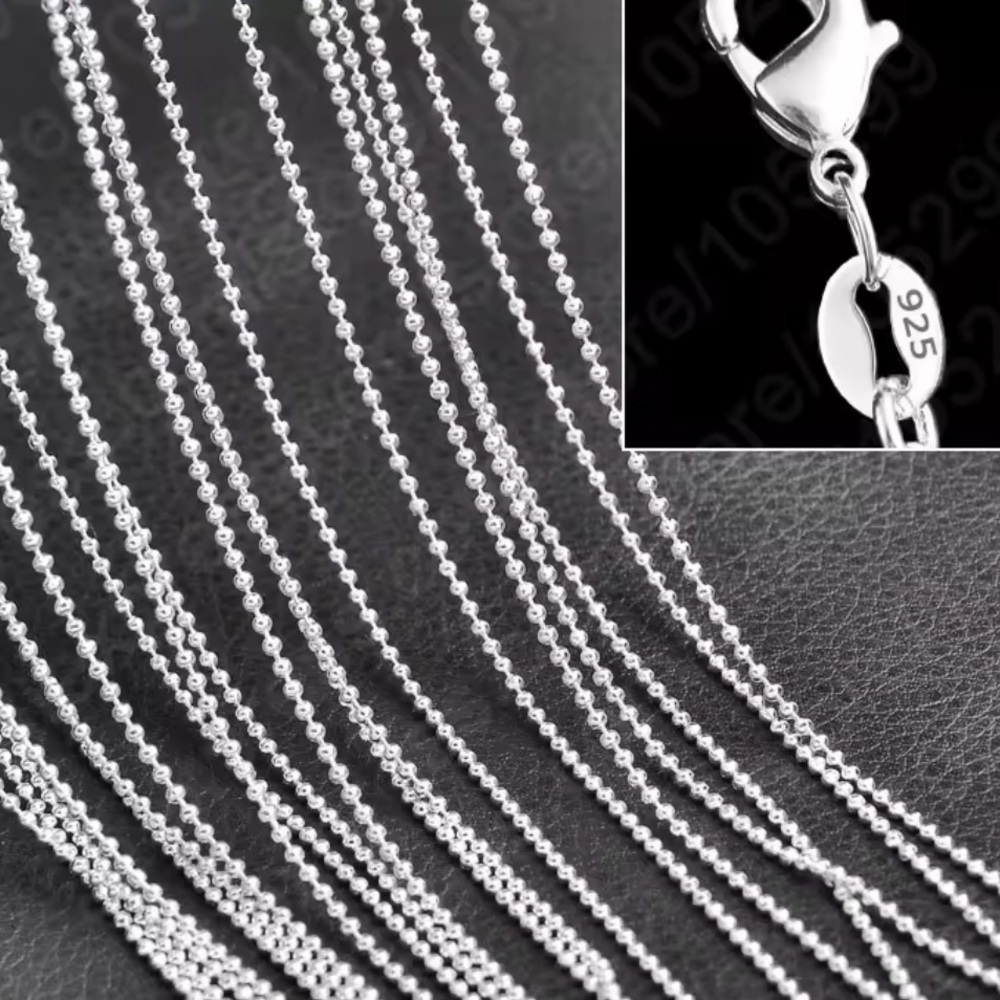Sterling silver 925 1.2mm ball Chain - Picture 3 of 4